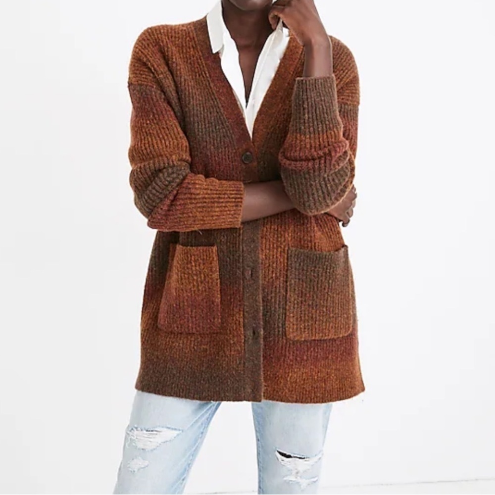 Madewell space dye Mayfield yarn cardigan buttoned down sweater wool alpaca XS